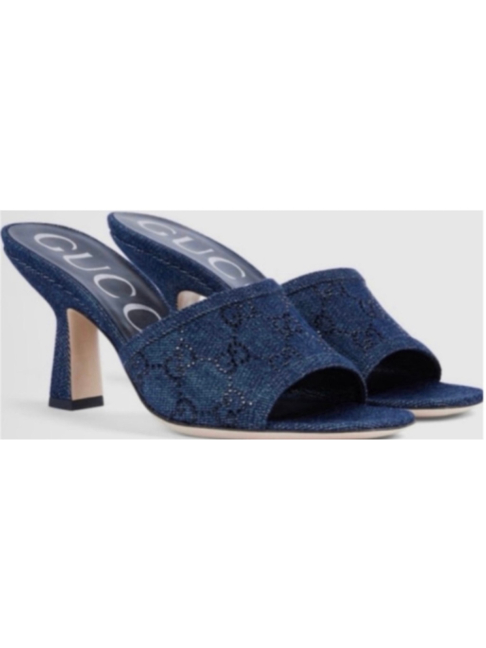 Women's Gucci GG Crystal Denim Mules 9 New